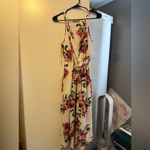 Floral Maxi Dress - white & pink
